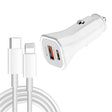 TE-P22 38W PD USB-C / Type-C + QC3. 0 USB Car Charger with 1m USB-C / Type-C to 8 Pin Data Cable(White) - Car Charger by PMC TechLife | Online Shopping South Africa | PMC TechLife
