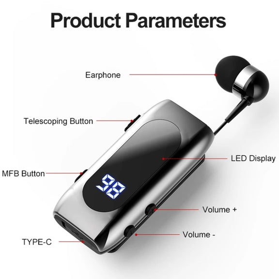 K55 Retractable Cable BT5.2 Smart In-ear Single Sports Earphone(Gray)