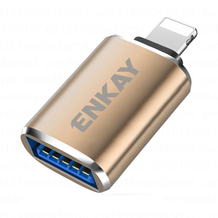 ENKAY ENK-AT110 8 Pin Male to USB 3.0 Female Aluminium Alloy OTG Adapter(Golden) - Converter & Adapter by ENKAY | Online Shopping South Africa | PMC TechLife | Buy Now Pay Later Mobicred