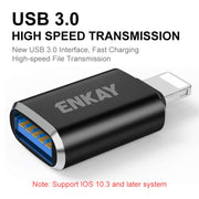 ENKAY ENK-AT110 8 Pin Male to USB 3.0 Female Aluminium Alloy OTG Adapter(Golden)