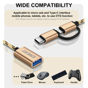 ENKAY ENK-AT113 2 in 1 Type-C / Micro USB to USB 3.0 Nylon Braided OTG Adapter Cable(Black)