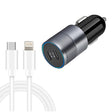 Dual PD 3.0 40W USB-C / Type-C Car Charger with 1m USB-C / Type-C to 8 Pin Data Cable(Grey) - Car Charger by PMC TechLife | Online Shopping South Africa | PMC TechLife