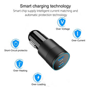 Dual PD 3.0 40W USB-C / Type-C Car Charger with 1m USB-C / Type-C to 8 Pin Data Cable(Black)