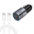 Dual PD 3.0 40W Type-C Car charger with 1m Type-C to Type-C Data Cable(Grey) - Car Charger by PMC TechLife | Online Shopping South Africa | PMC TechLife