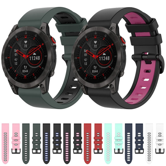 Compatible with Garmin EPIX Gen2 22mm Silicone Sports Two-Color Watch Band(Olive Green+Black)