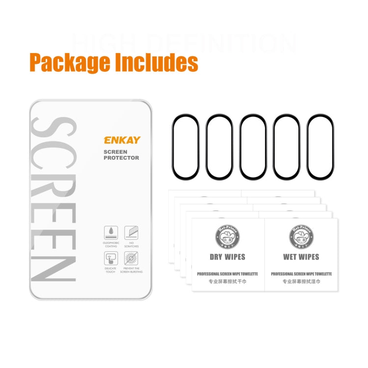 5 PCS For Xiaomi Mi Band 7 ENKAY 3D Full Coverage Soft PC Edge + PMMA HD Screen Protector Film - Screen Protector by ENKAY | Online Shopping South Africa | PMC Jewellery | Buy Now Pay Later Mobicred