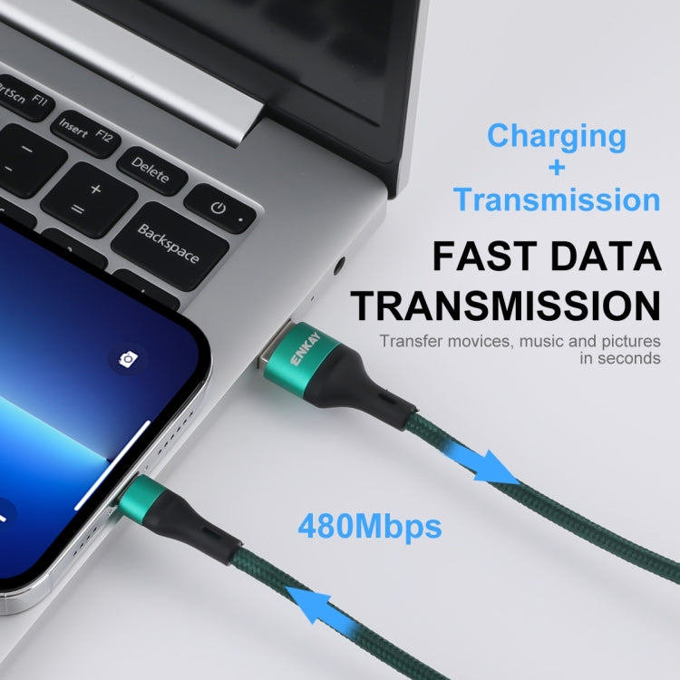 ENKAY ENK-CB118 1m USB 3.0 to 8 Pin 3A Fast Charging Sync Data Cable(Green)