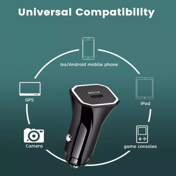 TE-P2 PD20W USB-C / Type-C Car Charger with Type-C to 8 Pin Data Cable(Black)