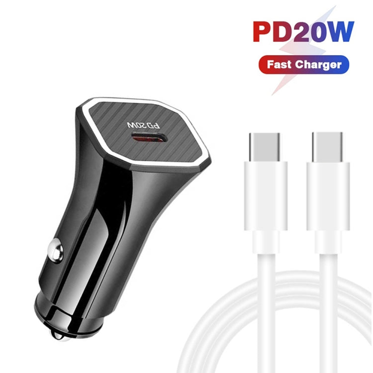 TE-P2 PD20W USB-C / Type-C Car Charger with Type-C to Type-C Data Cable(White) - Car Charger by PMC TechLife | Online Shopping South Africa | PMC TechLife