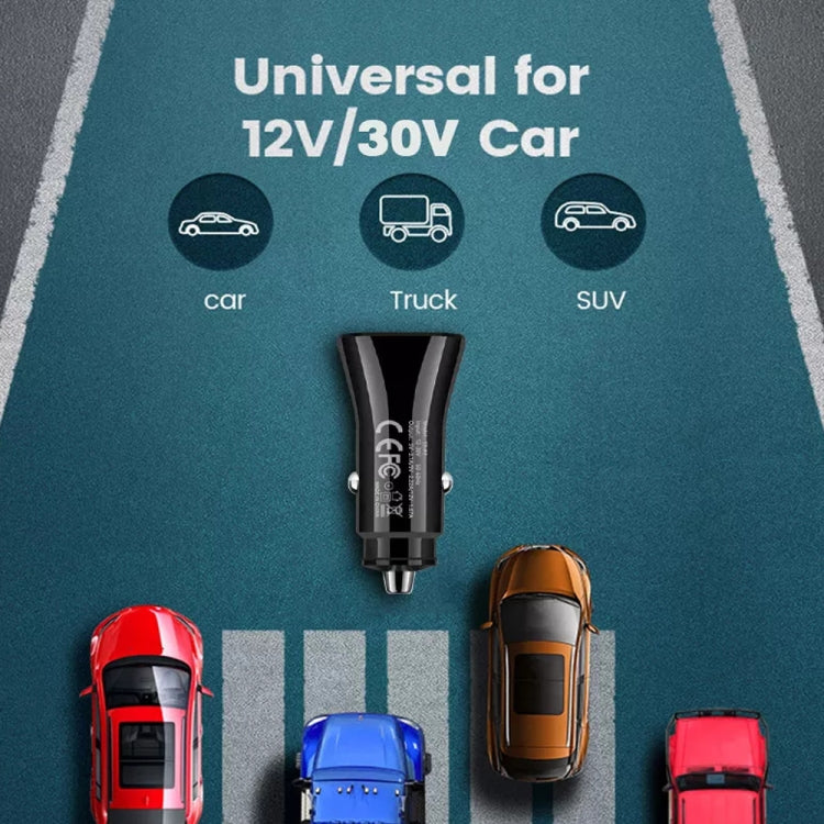 TE-P2 PD20W USB-C / Type-C Car Charger with Type-C to Type-C Data Cable(Black) - Car Charger by PMC TechLife | Online Shopping South Africa | PMC TechLife