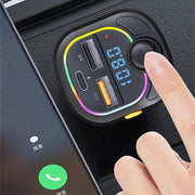 C28 Fast Charging Atmosphere Light Handsfree Car Kit Car Mp3 Player Stereo FM Transmitter