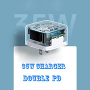 PD 35W Dual USB-C / Type-C Ports Charger with 2m Type-C to 8 Pin Data Cable, EU Plug
