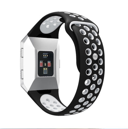 For Fitbit Ionic Breathable Two-tone Silicone Watch Band(Black White) - Watch Bands by PMC Jewellery | Online Shopping South Africa | PMC Jewellery | Buy Now Pay Later Mobicred