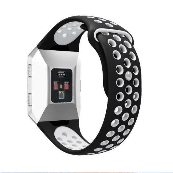 For Fitbit Ionic Breathable Two-tone Silicone Watch Band(Black White)