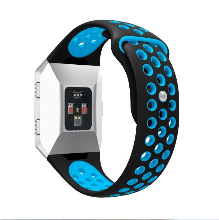 For Fitbit Ionic Breathable Two-tone Silicone Watch Band(Black Blue) - Watch Bands by PMC Jewellery | Online Shopping South Africa | PMC Jewellery | Buy Now Pay Later Mobicred