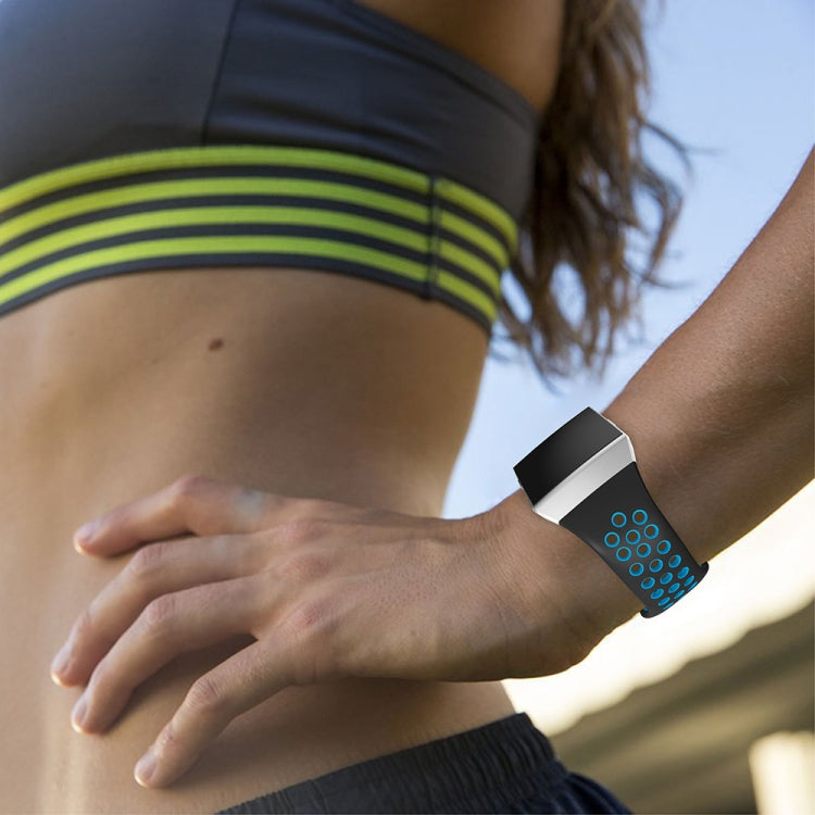For Fitbit Ionic Breathable Two-tone Silicone Watch Band(Black Blue) - Watch Bands by PMC Jewellery | Online Shopping South Africa | PMC Jewellery | Buy Now Pay Later Mobicred