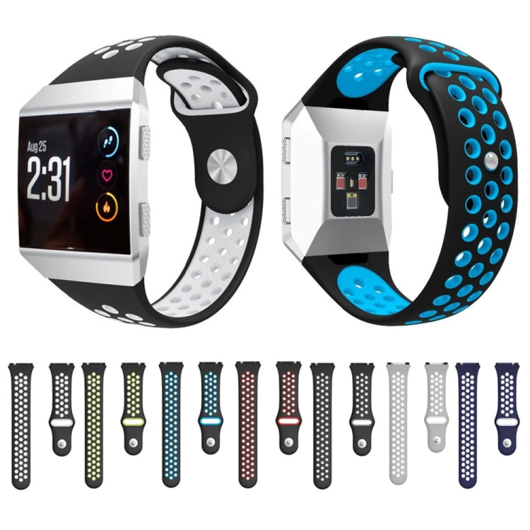 For Fitbit Ionic Breathable Two-tone Silicone Watch Band(Black Blue) - Watch Bands by PMC Jewellery | Online Shopping South Africa | PMC Jewellery | Buy Now Pay Later Mobicred