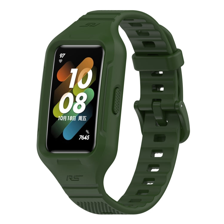 For Huawei Band 8 / 7 Solid Color Silicone Integrated Watch Band(Amygreen) - Watch Bands by PMC TechLife | Online Shopping South Africa | PMC TechLife | Buy Now Pay Later Mobicred