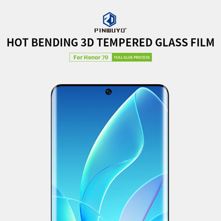 For Honor 70 PINWUYO 9H 3D Hot Bending Tempered Glass Film(Black) - Honor Tempered Glass by PINWUYO | Online Shopping South Africa | PMC TechLife | Buy Now Pay Later Mobicred