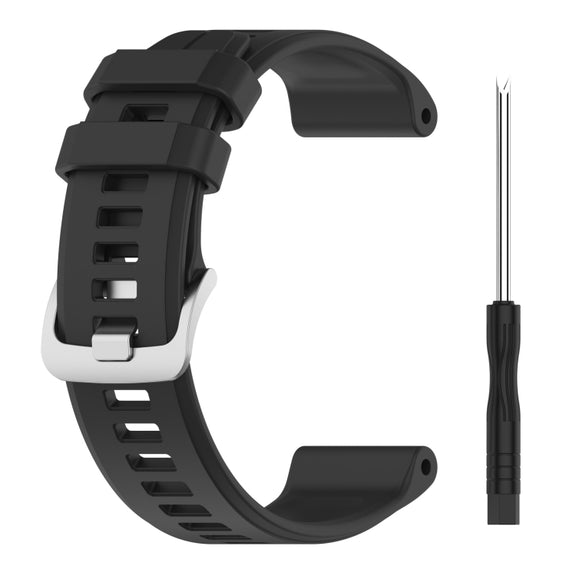 Compatible with Garmin Approach S60 22mm Solid Color Silicone Watch Band(Black)