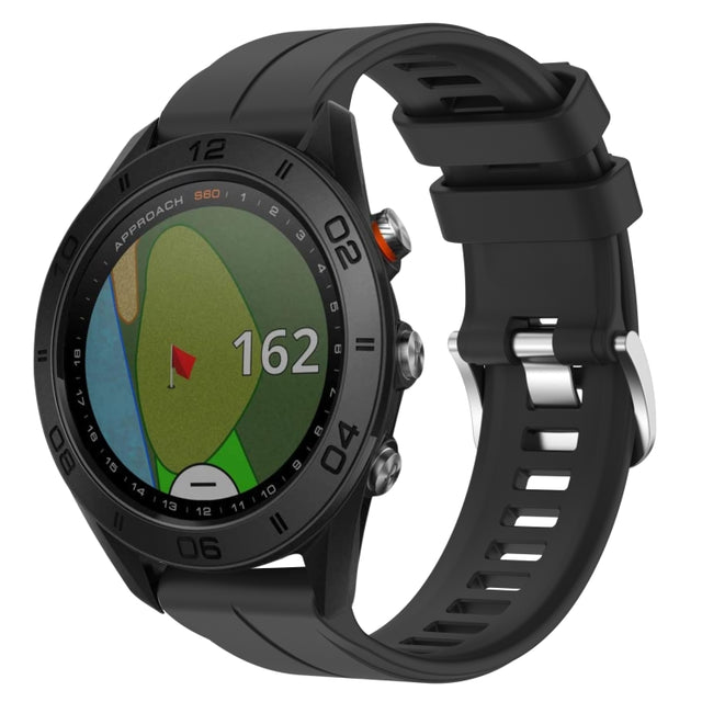 Compatible with Garmin Approach S60 22mm Solid Color Silicone Watch Band(Black)