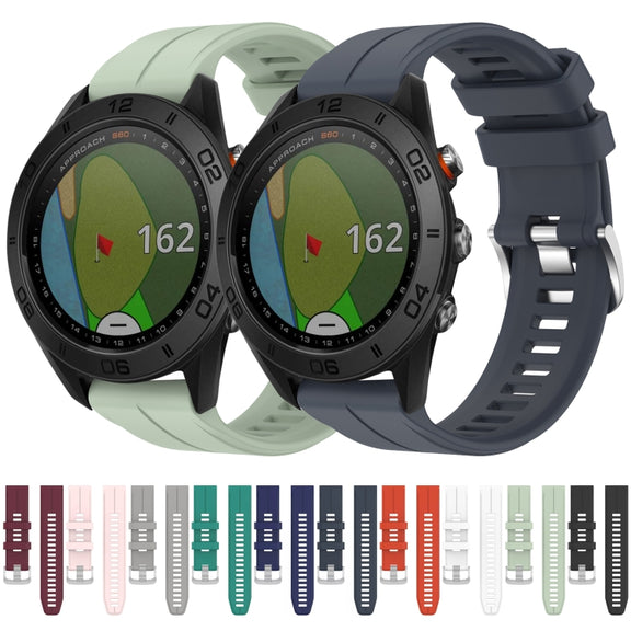 Compatible with Garmin Approach S60 22mm Solid Color Silicone Watch Band(Black)