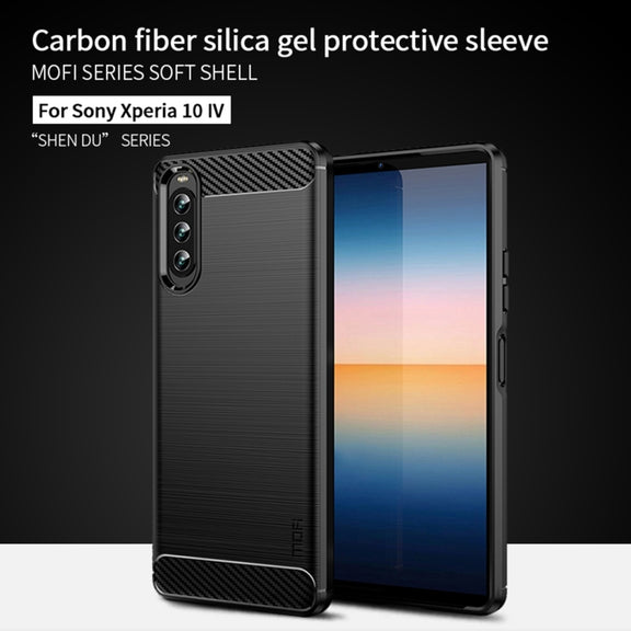 For Sony Xperia 10 IV MOFI Gentleness Series Brushed Texture Carbon Fiber Soft TPU Case(Red)
