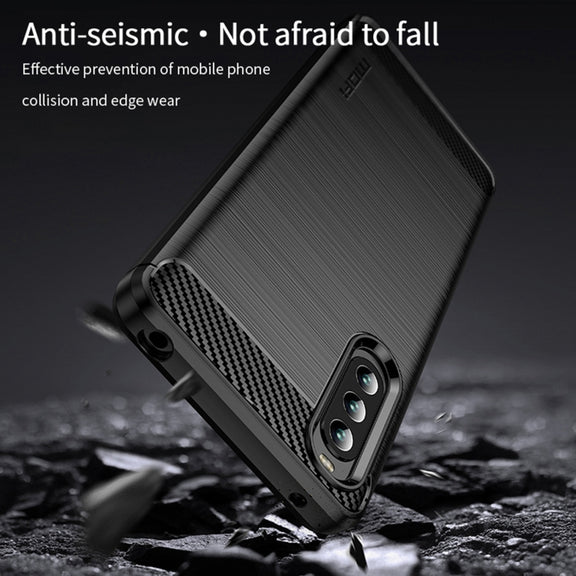 For Sony Xperia 10 IV MOFI Gentleness Series Brushed Texture Carbon Fiber Soft TPU Case(Red)