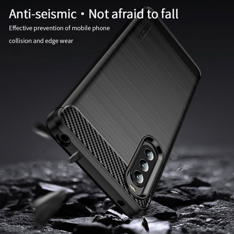 For Sony Xperia 10 IV MOFI Gentleness Series Brushed Texture Carbon Fiber Soft TPU Case(Red)