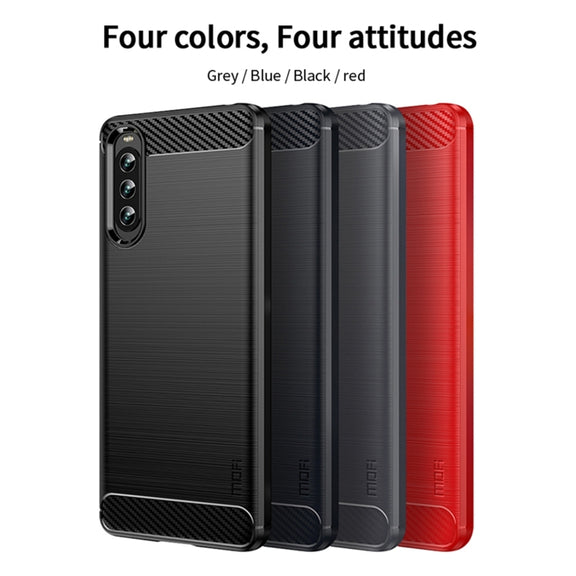 For Sony Xperia 10 IV MOFI Gentleness Series Brushed Texture Carbon Fiber Soft TPU Case(Red)