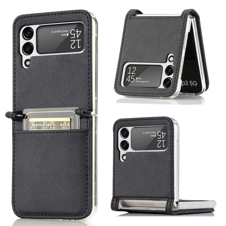 For Samsung Galaxy Z Flip 4 5G Folding Litchi Texture Card Wallet Phone Case(Black)