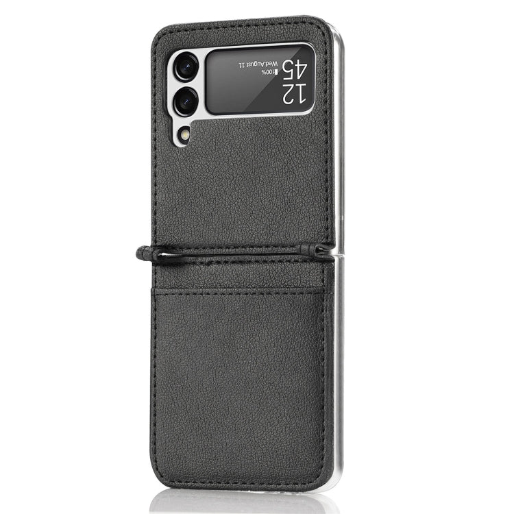 For Samsung Galaxy Z Flip 4 5G Folding Litchi Texture Card Wallet Phone Case(Black)