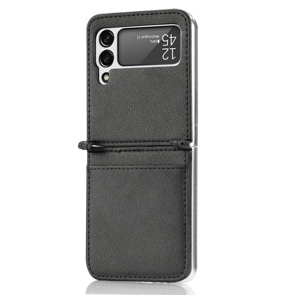 For Samsung Galaxy Z Flip 4 5G Folding Litchi Texture Card Wallet Phone Case(Black)