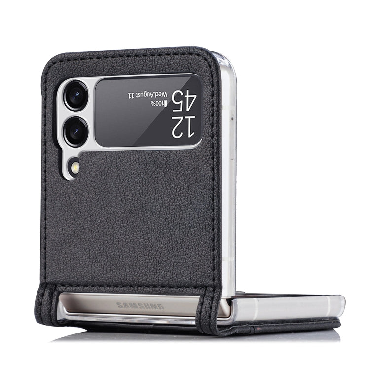 For Samsung Galaxy Z Flip 4 5G Folding Litchi Texture Card Wallet Phone Case(Black)