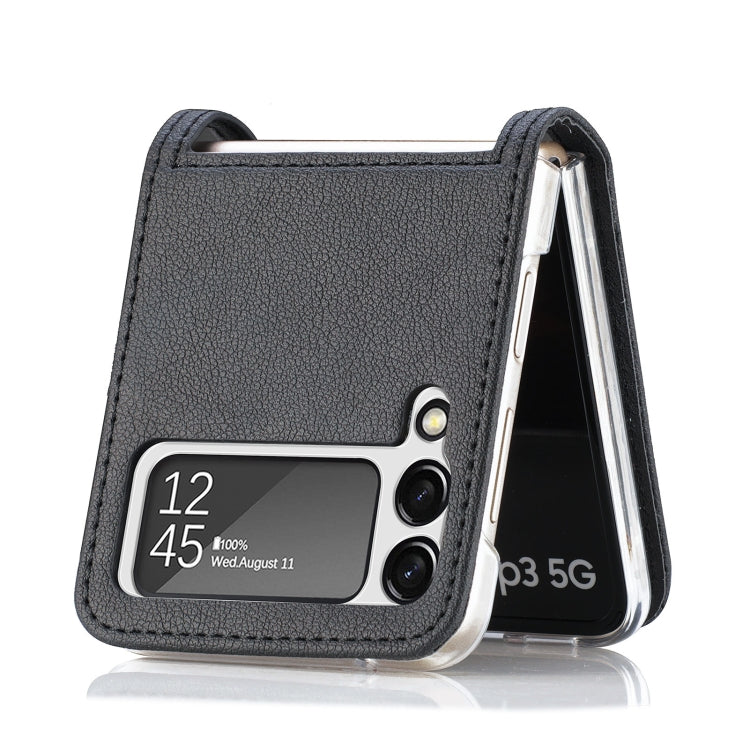 For Samsung Galaxy Z Flip 4 5G Folding Litchi Texture Card Wallet Phone Case(Black)