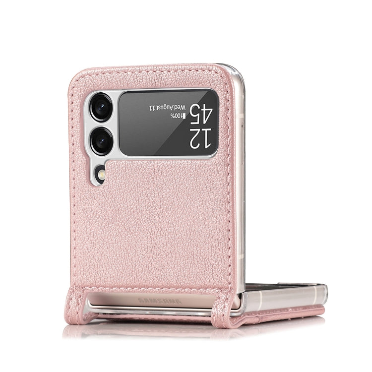 For Samsung Galaxy Z Flip 4 5G Folding Litchi Texture Card Wallet Phone Case(Pink) - Galaxy Phone Cases by PMC TechLife | Online Shopping South Africa | PMC TechLife | Buy Now Pay Later Mobicred