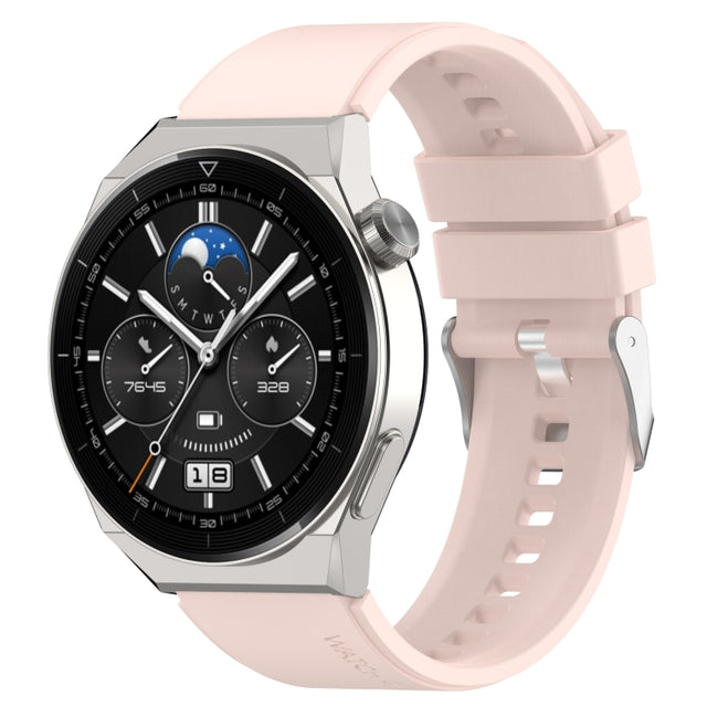 For Huawei Watch GT 42mm/46mm / GT2 46mm 22mm Protruding Head Silicone Strap Silver Buckle(Pink)
