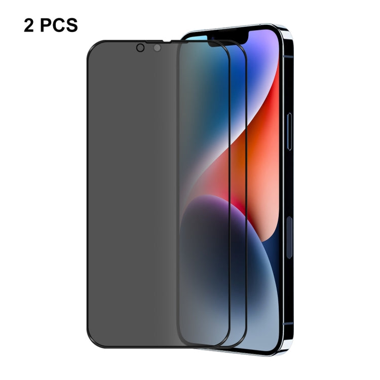 For iPhone 14 Plus 2pcs ENKAY 28 Degree Anti-peeping Tempered Glass Film - iPhone 14 Plus Tempered Glass by ENKAY | Online Shopping South Africa | PMC TechLife | Buy Now Pay Later Mobicred