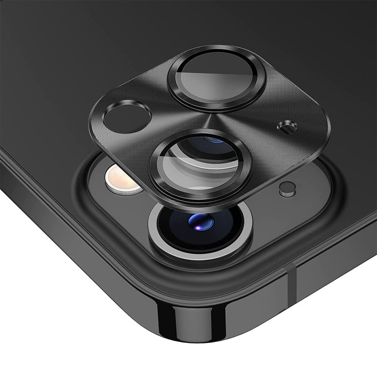 For iPhone 14 / 14 Plus ENKAY Aluminium Alloy Tempered Glass Lens Cover Film(Black) - iPhone 14 Tempered Glass by ENKAY | Online Shopping South Africa | PMC TechLife | Buy Now Pay Later Mobicred