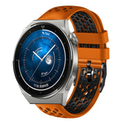 For Huawei Watch GT3 Pro 46mm 22mm Two-Color Breathable Silicone Watch Band(Orange+Black)