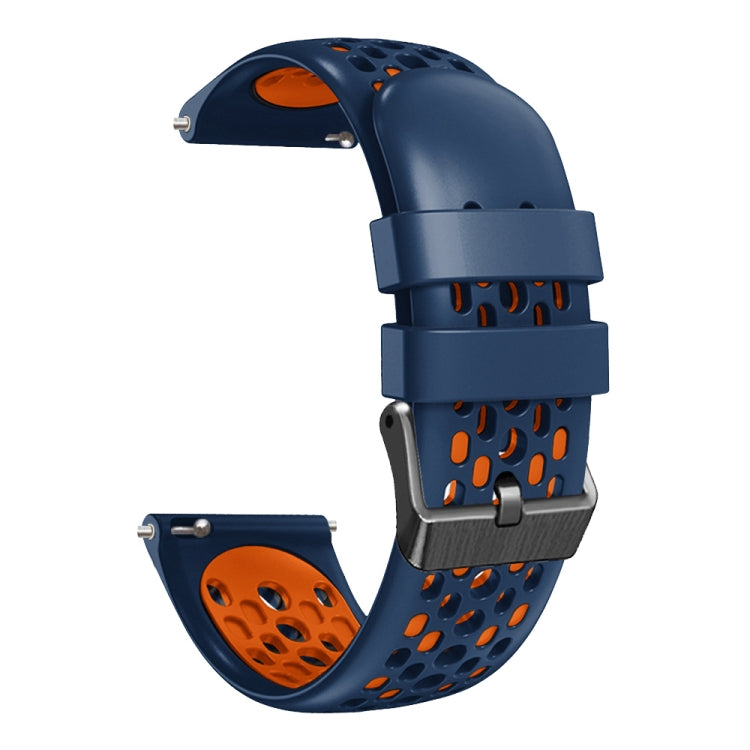 For Amazfit GTR 2e 22mm Two-Color Breathable Silicone Watch Band(Midnight Blue+Orange) - Watch Bands by PMC Jewellery | Online Shopping South Africa | PMC Jewellery | Buy Now Pay Later Mobicred