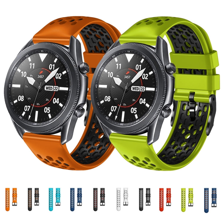 For Amazfit GTR 2e 22mm Two-Color Breathable Silicone Watch Band(Midnight Blue+Orange) - Watch Bands by PMC Jewellery | Online Shopping South Africa | PMC Jewellery | Buy Now Pay Later Mobicred