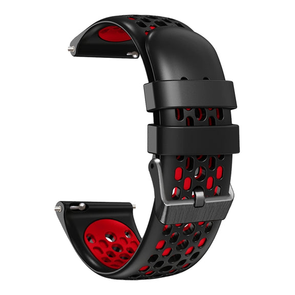 For Amazfit Pace 22mm Two-Color Breathable Silicone Watch Band(Black+Red)