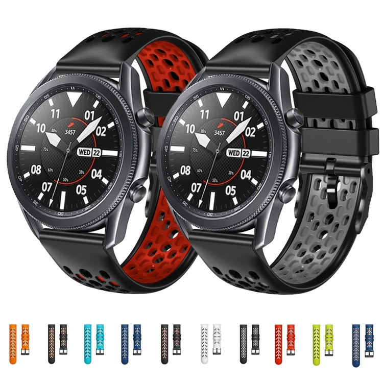For Amazfit Pace 22mm Two-Color Breathable Silicone Watch Band(Black+Red)