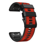 Compatible with Garmin Descent MK2 26mm Silicone Sports Two-Color Watch Band(Red+Black)
