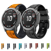 Compatible with Garmin Descent MK2 26mm Silicone Sports Two-Color Watch Band(Red+Black)