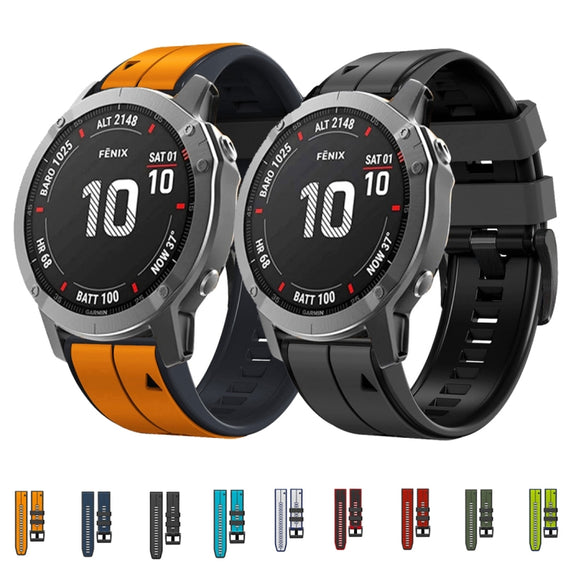 Compatible with Garmin Descent MK2 26mm Silicone Sports Two-Color Watch Band(Red+Black)