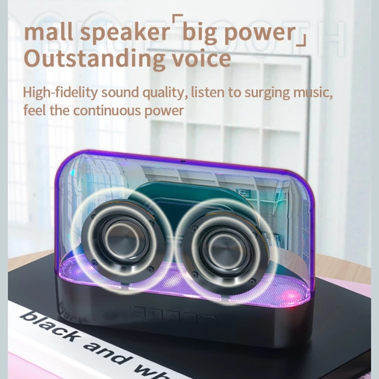 K9 Transparent RGB Portable Wireless Bluetooth Speaker Support AUX FM TF Card(Black)