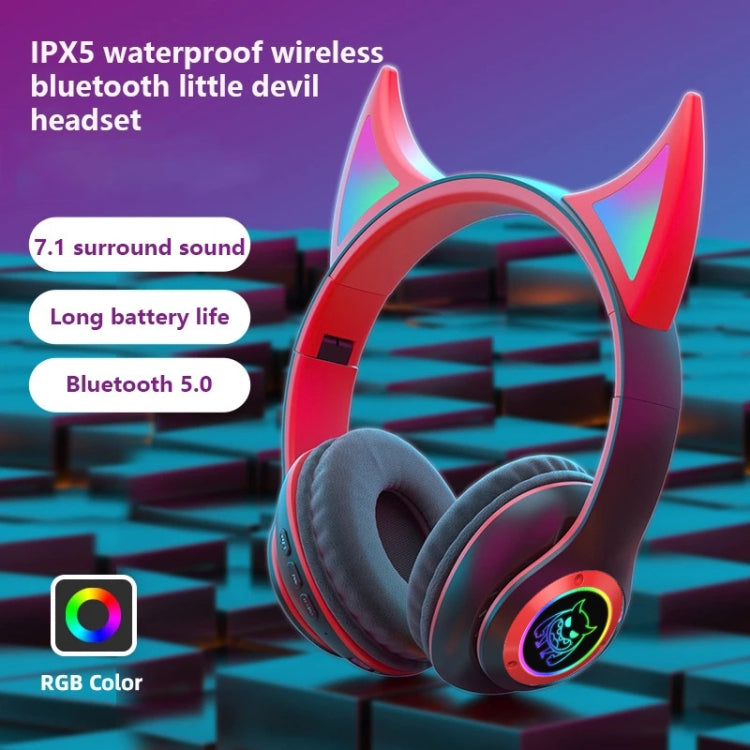STN25 Devil Ear RGB Light Wireless Music Headset For Children with Mic(Black)
