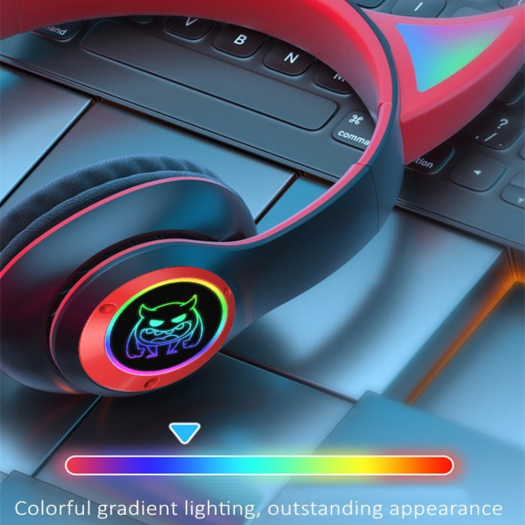 STN25 Devil Ear RGB Light Wireless Music Headset For Children with Mic(Black)
